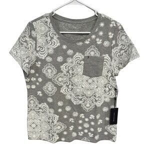 Tommy Hilfiger Gray Tee with White Floral Pattern